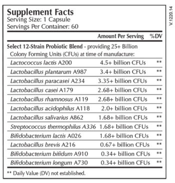 Probiotic Select supplement facts